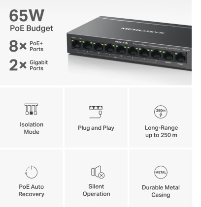 Switch 8P Poe+2P Gigabit Switch 8P+2P Poe Desktop