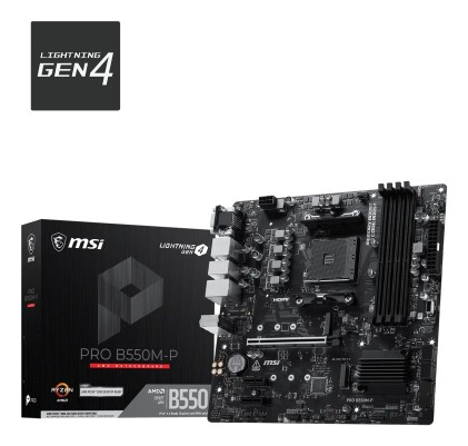 Msi Mb Amd B550, Pro B550M-P,Am4,4Ddr4,1Pci-Ex16,2Pci-Ex1, 2M.2,4Sata3,7Usb3.2 Gen1,6Usb2.0,Hd