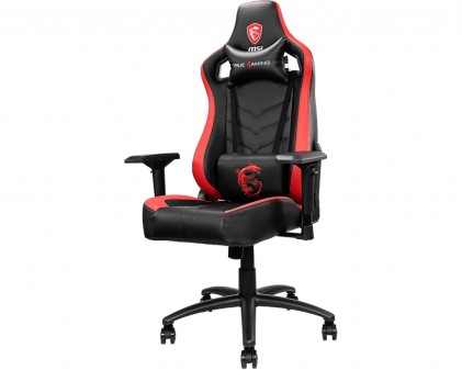 Msi Gaming Chair Mag Ch110 Ecopelle, Cuscino Cervicale E Lombare, Completamente Regolabile, Base In Metalle, Colore Nero/Rosso