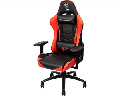 Msi Gaming Chair Mag Ch120 Ecopelle, Cuscino Cervicale E Lombare, Completamente Regolabile, Base In Metallo, Colore Nero/Rosso
