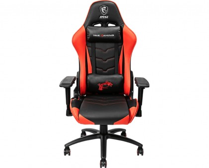 Msi Gaming Chair Mag Ch120 Ecopelle, Cuscino Cervicale E Lombare, Completamente Regolabile, Base In Metallo, Colore Nero/Rosso