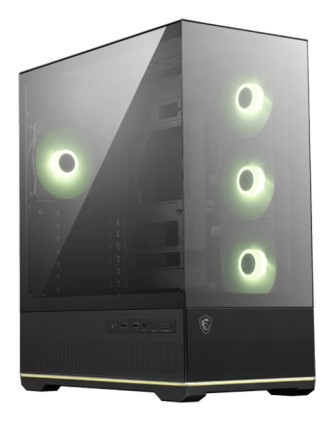 Msi Case Nero, 2 Usb, 1Type-C, 3X120Mm Argb Reverse Blade Fan, 1X120Mm Argb Fan, Argb+Pwm Control Bo