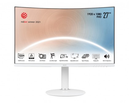 Msi Monitor Curvo 27 Led Va 16:9 Fhd 4Ms 250 Cdm, Pivot, Dp/Hdmi, Multimediale, Bianco