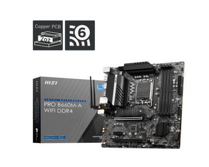 Msi Mb Pro B660M-A Wifi Ddr4, B660, Lga 1700, 4Ddr4, 2Pci-Ex16, 2 M2, 4Sata3