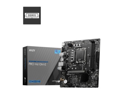 Msi Mb H610, Pro H610M-E Ddr5, Lga 1700, 2Dd54, 1Pci-Ex16,1Pci-Ex1,1M.2 Gen4,4Sata3.0,4Usb3.2Gen1,8U