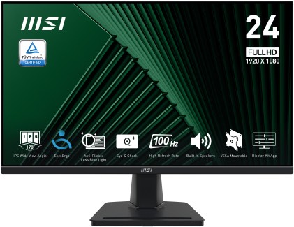 Msi Monitor 23.8 Led Ips 16:9 Fhd 1Ms 100Hz, Dp/Hdmi, Multimediale