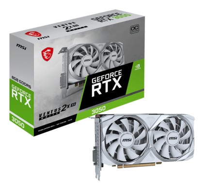 Msi Vga Geforce Rtx 3050, Rtx 3050 Ventus 2X Xs White 8G,  8G Gddr6, 2Dp/Hdmi, Dual Fan, Oc