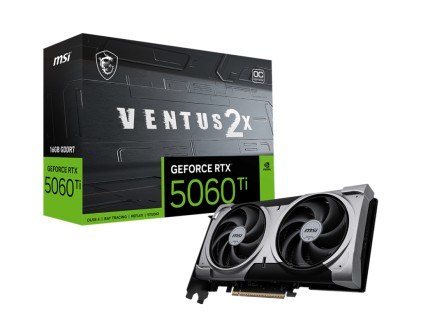 Msi Vga Geforce Rtx 5060 Ti, Rtx 5060 Ti 16G Ventus 2X Oc Plus, 16Gb Gddr7, Hdmi/Dp*3, Atx, Dual Fan