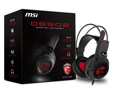Msi Cuffie Headset Gaming Ds502, Virtual 7.1 Surround, Usb In-Line Controller, Microfono Retrattile,