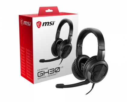 Msi Cuffie Headset Gaming Immerse Gh30 V2, In-Line Volume E Mic Control, Microfono Removibile, 3.5Mm Jack, Colore Nero