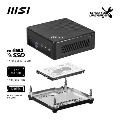Pc Msi Cubi N200 No Hd/Ram Fd Bk 4K Bn200Xx 1X+M.2