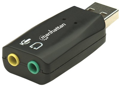 MANHATTAN Hi-Speed USB 3-D Sound Adapter mic-in and audio-out connectivity through any USB port 3D and Virtual 5.1 surround sound