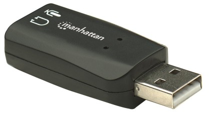 MANHATTAN Hi-Speed USB 3-D Sound Adapter mic-in and audio-out connectivity through any USB port 3D and Virtual 5.1 surround sound