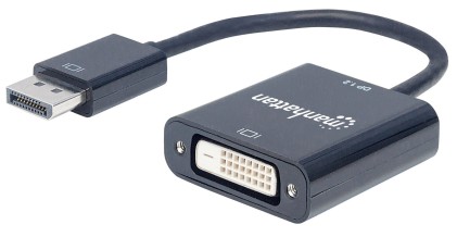 MANHATTAN DisplayPort 1.2a to DVI-D Adapter DisplayPort 1.2a Male to DVI-D Female Active 23cm-9inch Black