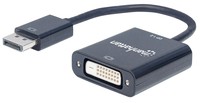 MANHATTAN DisplayPort 1.2a to DVI-D Adapter DisplayPort 1.2a Male to DVI-D Female Active 23cm-9inch Black