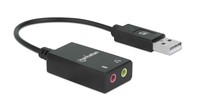 MANHATTAN USB-A Audio Adapter USB-A Male to 3.5 mm Mic-in and Audio-Out Females Black