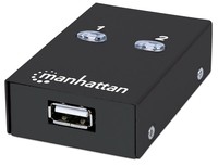 MANHATTAN Hi-Speed USB 2.0 Sharing Switch 1x2 Ports, Dual Control, Auto-Sensing USB 2.0 Type-A to Type-B Switch