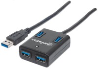 MANHATTAN SuperSpeed USB 3.0 Hub 4 Ports Bus Power Black Backward compatible with all USB 2.0 and 1.1 devices