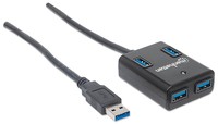 MANHATTAN SuperSpeed USB 3.0 Hub 4 Ports Bus Power Black Backward compatible with all USB 2.0 and 1.1 devices