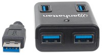 MANHATTAN SuperSpeed USB 3.0 Hub 4 Ports Bus Power Black Backward compatible with all USB 2.0 and 1.1 devices