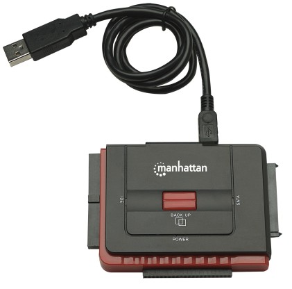 MANHATTAN USB 2.0 to SATA/IDE Adapter 3-in-1 with One-Touch Backup