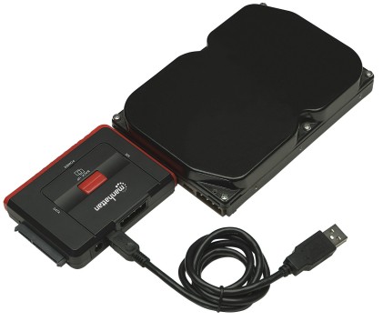 MANHATTAN USB 2.0 to SATA/IDE Adapter 3-in-1 with One-Touch Backup