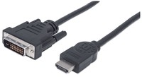 MANHATTAN HDMI / DVI Cable 1.8m black HDMI 19-pin male to DVI-D 24+1 male gold plated connections