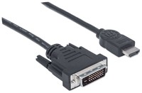 MANHATTAN HDMI / DVI Cable 1.8m black HDMI 19-pin male to DVI-D 24+1 male gold plated connections