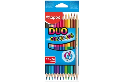 Maped ColorВґPeps Duo Pack de 12 Lapices Bicolores Triangulares - Doble Punta 2.9mm - Madera Certificada FSC - Colores Surtidos