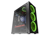 Mars Gaming MCG GREEN Case Middle Tower ATX  Tempered Glass