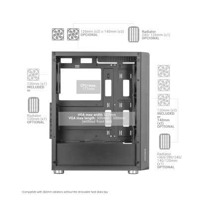 Mars Gaming MC-3000 Midi Tower Nero