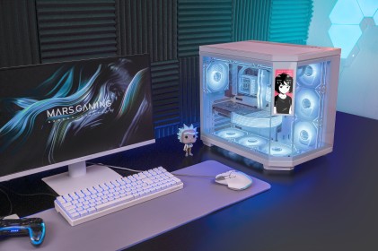 Mars Gaming MC3TCORELCDW computer case Midi Tower Bianco