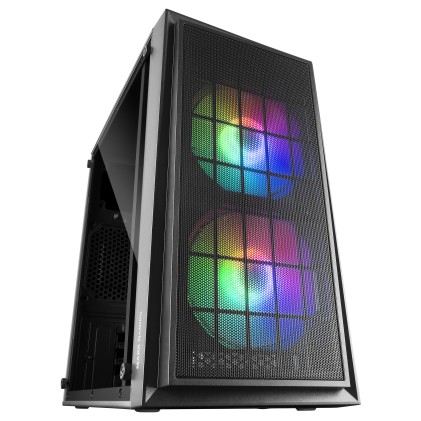 Mars Gaming MCDUO Compact Case MicroATX & Mini-ITX, 2 Ventole FRGB - Black