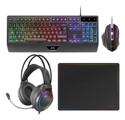 Mars Gaming MCP124PRO tastiera Mouse incluso USB AZERTY Francese Nero