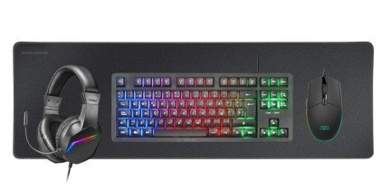 Mars Gaming MCPRGB3FR tastiera Mouse incluso USB Francese Nero