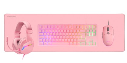Mars Gaming MCP-RGB3P tastiera Mouse incluso USB QWERTY Portoghese Rosa