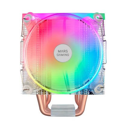Mars Gaming Doble Ventilador CPU 120mm con Disipador - Iluminacion ARGB - Hasta 220W - Velocidad Max. 1600rpm - 6 Heatpipes