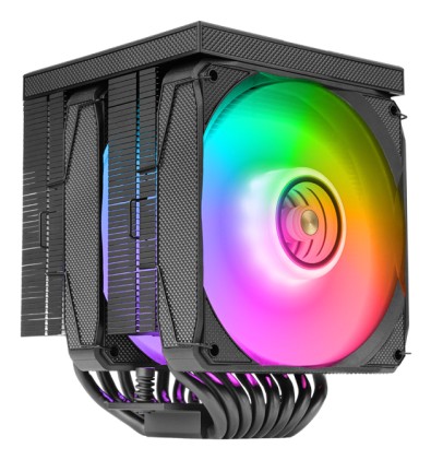 Mars Gaming MCPU-LCDPRO Disipador CPU - Potencia TDP hasta 380W - 8 Tubos - 2 Ventiladores PWM FDB de 120mm - 2300rpm - Pantalla LCD - Iluminacion ARGB - 120x118x158mm - Color Negro