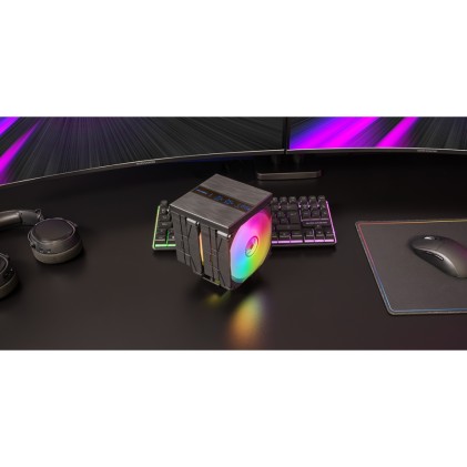 Mars Gaming MCPU-LCDPRO Disipador CPU - Potencia TDP hasta 380W - 8 Tubos - 2 Ventiladores PWM FDB de 120mm - 2300rpm - Pantalla LCD - Iluminacion ARGB - 120x118x158mm - Color Negro