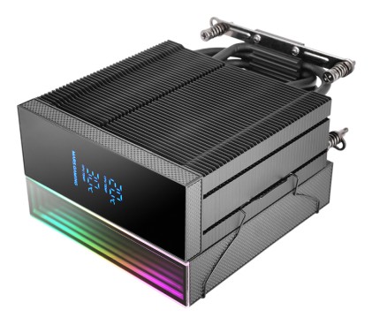 Dissipatore per CPU Mars Gaming MCPU-LCD - TDP fino a 300W - 6 heatpipe HCT - Ventola FDB PWM da 120mm - Schermo LCD - Cavo di riduzione del rumore - Illuminazione ARGB - 122x72x156mm - Nero