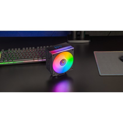 Dissipatore per CPU Mars Gaming MCPU-LCD - TDP fino a 300W - 6 heatpipe HCT - Ventola FDB PWM da 120mm - Schermo LCD - Cavo di riduzione del rumore - Illuminazione ARGB - 122x72x156mm - Nero