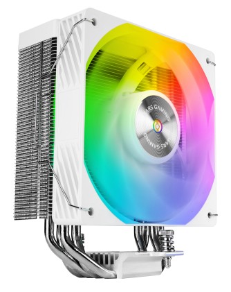 Mars Gaming MCPU-X4ARGB Dissipatore per CPU con potenza 220 W - Ventola PWM da 120 mm - Illuminazione ARGB - 4 heatpipe HCT - Bianco