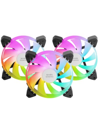 Mars Gaming MF-3A Case per computer Ventilatore 12 cm Nero 3 pz