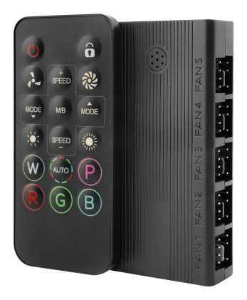 Hub di controllo Mars Gaming MF-HUB PWN e ARGB - Controllo velocit&agrave; e illuminazione - Telecomando - 80x40x17mm - Nero