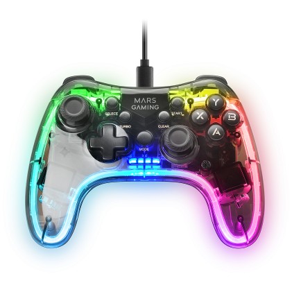 Mars Gaming MGPC periferica di gioco Trasparente USB Gamepad Android, MAC, Nintendo Switch, PC, Playstation 3