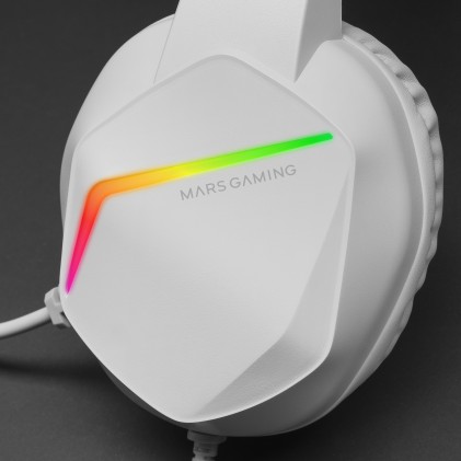 Mars Gaming MH122W cuffia e auricolare Cablato A Padiglione USB tipo A Bianco