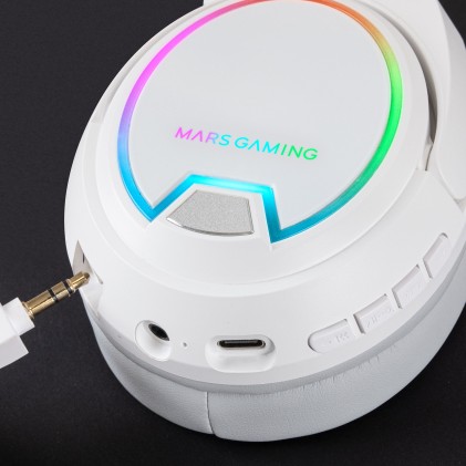 Mars Gaming MHW-100 Auricolare Con cavo e senza cavo A Padiglione USB tipo-C Bianco