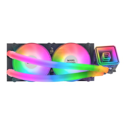 Kit di raffreddamento a liquido Mars Gaming ML-ULTRA240 - Illuminazione ARGB a 360° - Pompa OPTI-CHAMBER di terza generazione - TDP 500 W - Compatibilità universale - Ventole silenziose - Nero
