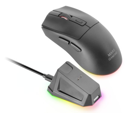 Mars Gaming MM-T3 mouse Mano destra RF Wireless + Bluetooth + USB Type-C Ottico 14400 DPI