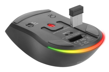 Mars Gaming MM-T3 mouse Mano destra RF Wireless + Bluetooth + USB Type-C Ottico 14400 DPI